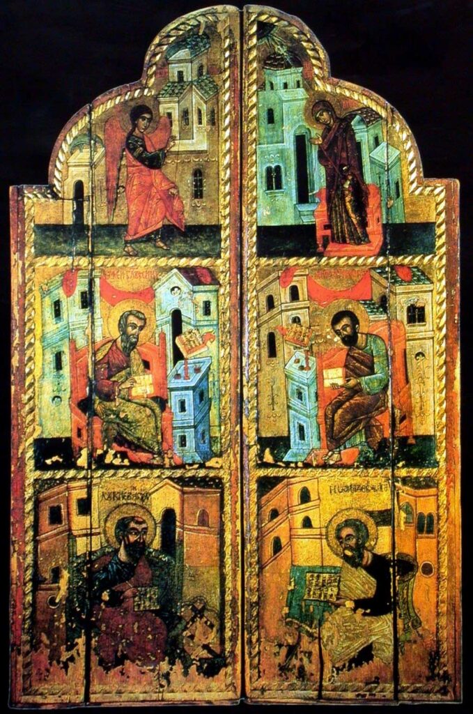Uși împărătești reprezentând Buna Vestire, varianta de sorginte elenistica si bizantină