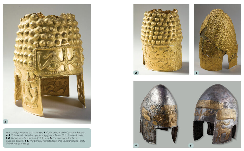 Coiful princiar de la Coţofeneşti, coiful princiar de la Cucuteni Băiceni, coifurile princiare descoperite la Agighiol şi Peretu, MNIR